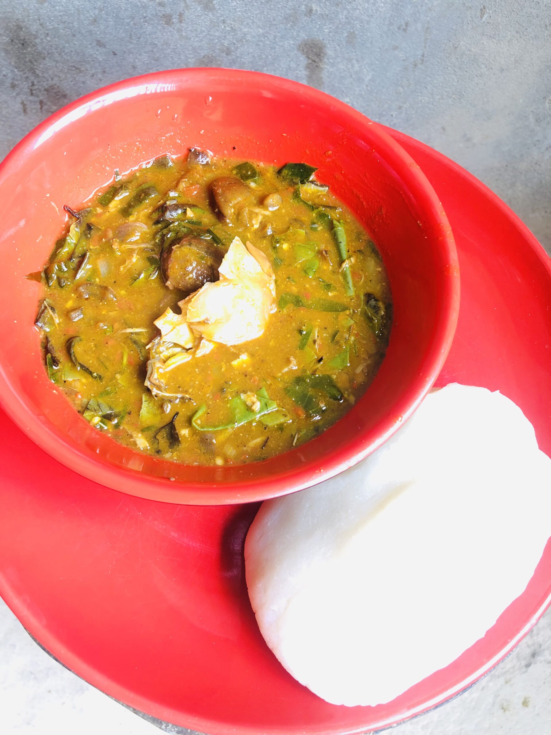 Ogbono soup with Oha and Utazi leafs